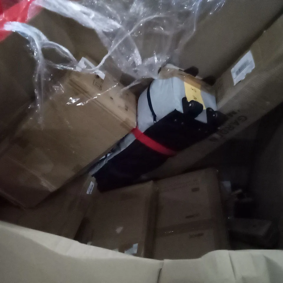 PALLET OF ASSORTED ITEMS INCLUDING DESK CHAIR, MULTIFUNCTIONAL FOOD PROCESSOR, MULTIFUNCTIONAL LAPTOP DESK, YOGA MAT, SORTFIELD ELECTRICAL CONVECTOR HEATER, FOLDING DESK