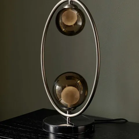 BOXED DANETTI RILEY MOCHA GLASS 2 LIGHT TABLE LAMP