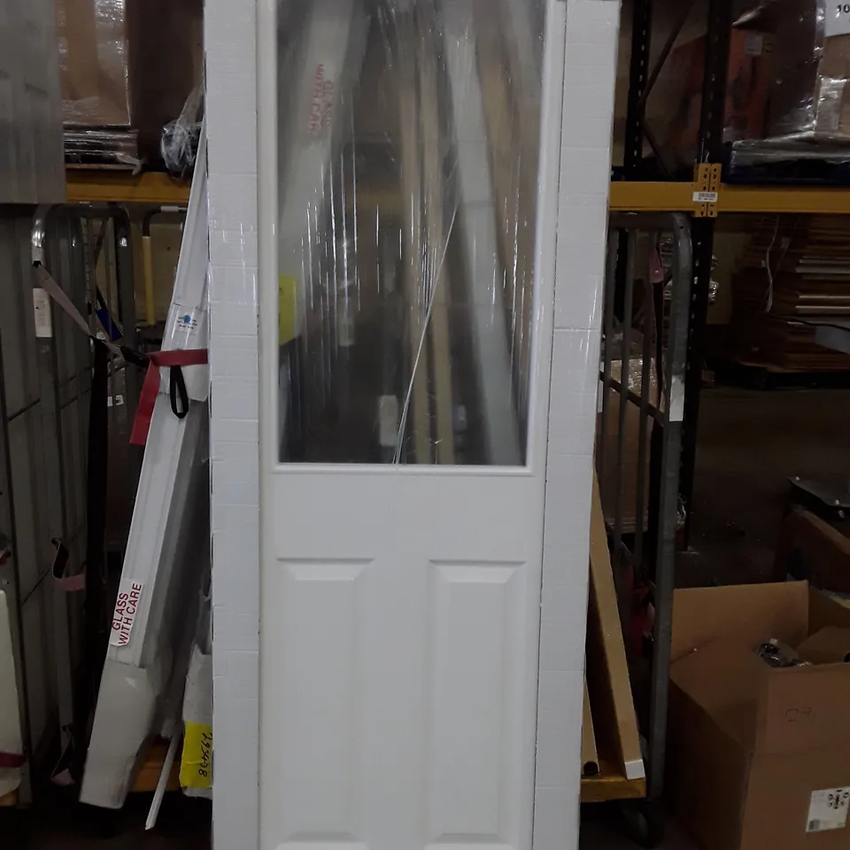 2 PANEL HALF GLAZED WHITE DOOR 2050×740×40MM