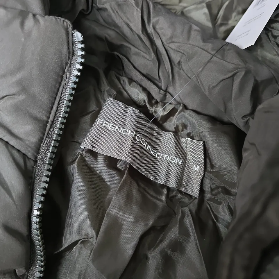 FRENCH CONNECTION KHAKI LONG HOODED PUFFER COAT – SIZE UK M