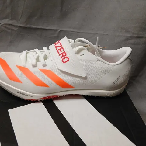 ADIDAS ADIZERO HJ TRACK & FIELD SHOES – WHITE/ORANGE, UK 6