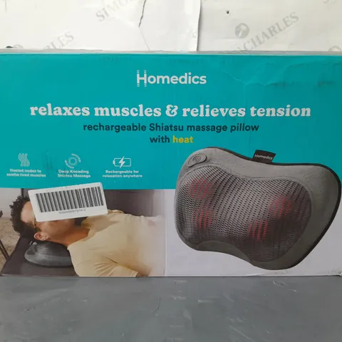 BOXED HOMEDICS RECHARGABLE SHIATSU MASSAGE PILLOW WITH HEAT