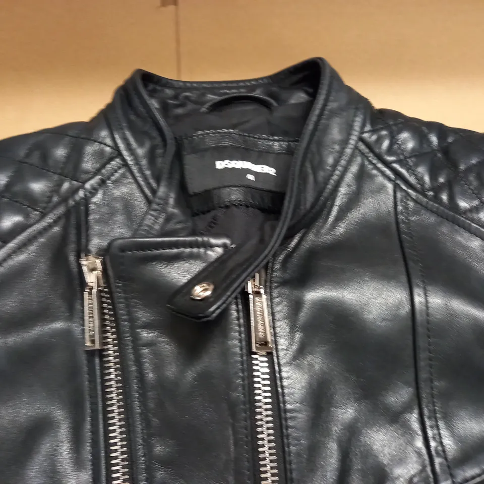 DSQUARED2 BLACK LEATHER JACKET - 48