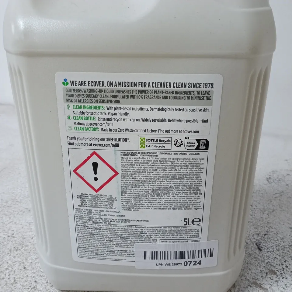 ECOVER ZERO WASHING-UP LIQUID - 5L
