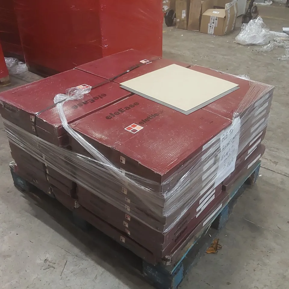 PALLET CONTAINING APPROXIMATELY 44x PACKS OF BRAND NEW ELE TILE ELEASE LIMESTONE 18"X18"X 4MM COVERAGE: 2.09M² PP LUXURY VINYL TILES