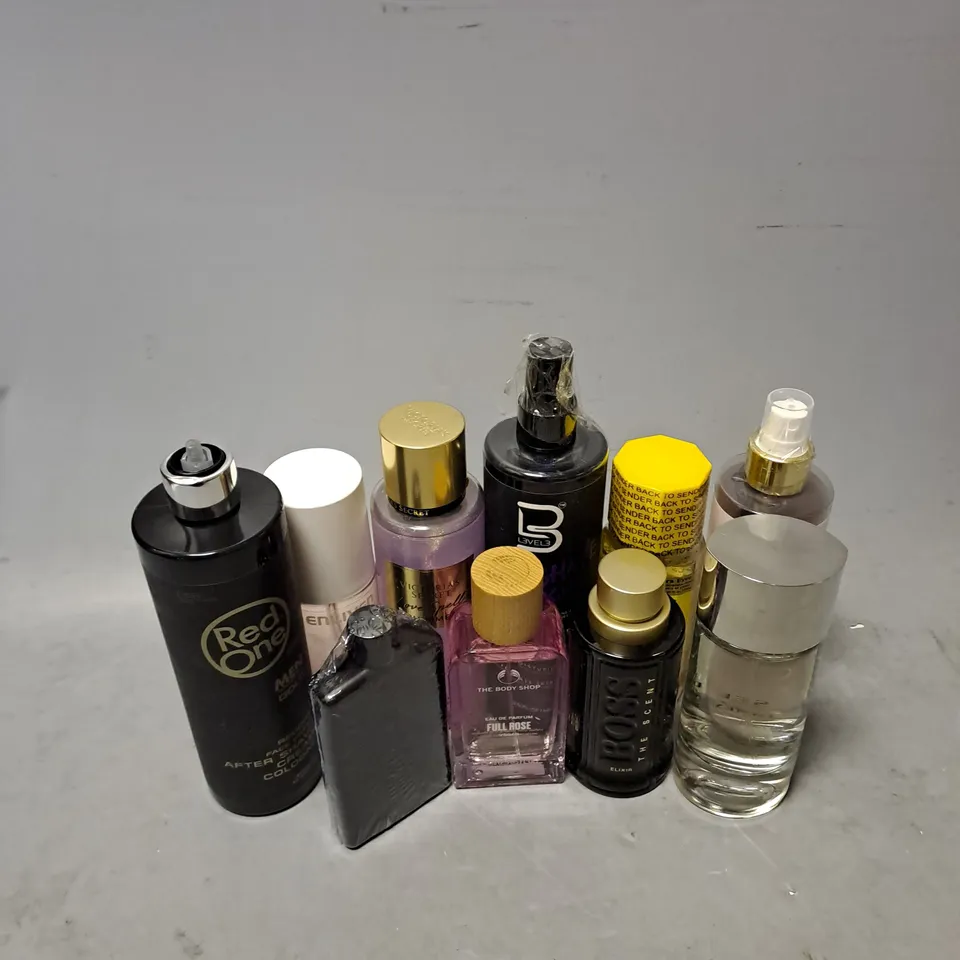 APPROXIMATELY 10 ASSORTED UNBOXED FRAGRANCES TO INCLUDE - ISSEY MIYAKE LE SEL D'ISSEY - VICTORIAS SECRET SHIMMER FRAGRANCE MIST - BOSS THE SCENT ELIXIR - ETC - COLLECTION ONLY