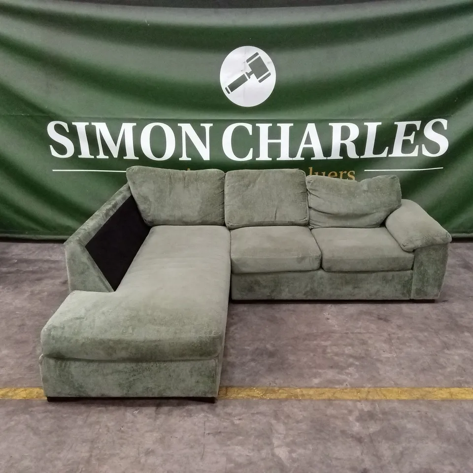 SALERNO STANDARD BACK FABRIC CORNER CHAISE SOFA - GREEN
