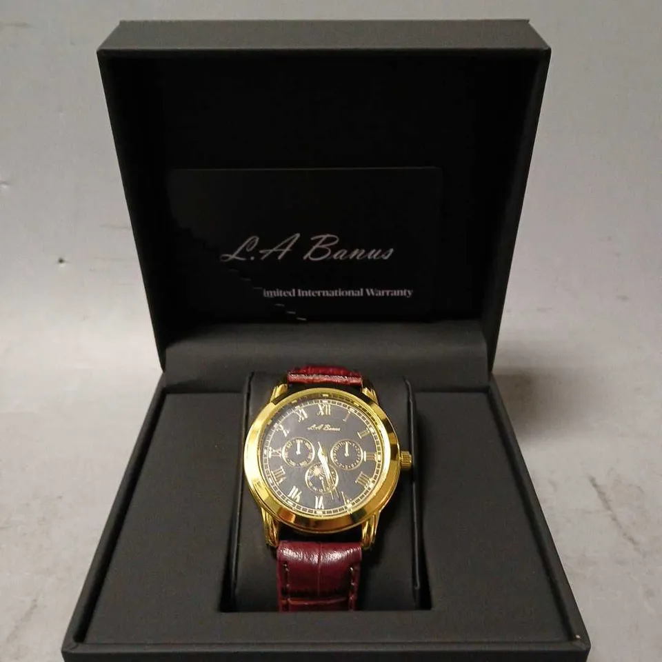 LA BANUS QUARTX CHRONOGRAPH WATCH WITH BLACK DIAL WITH SUB DIALS 