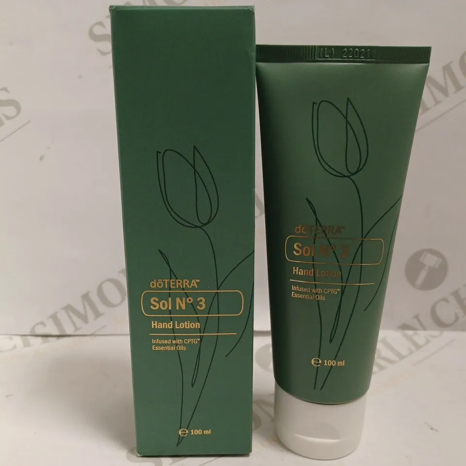 DOTERRA SOL NO.3 HAND LOTION - INFUSED WITH CPTG ESSENTIAL OILS 100ML