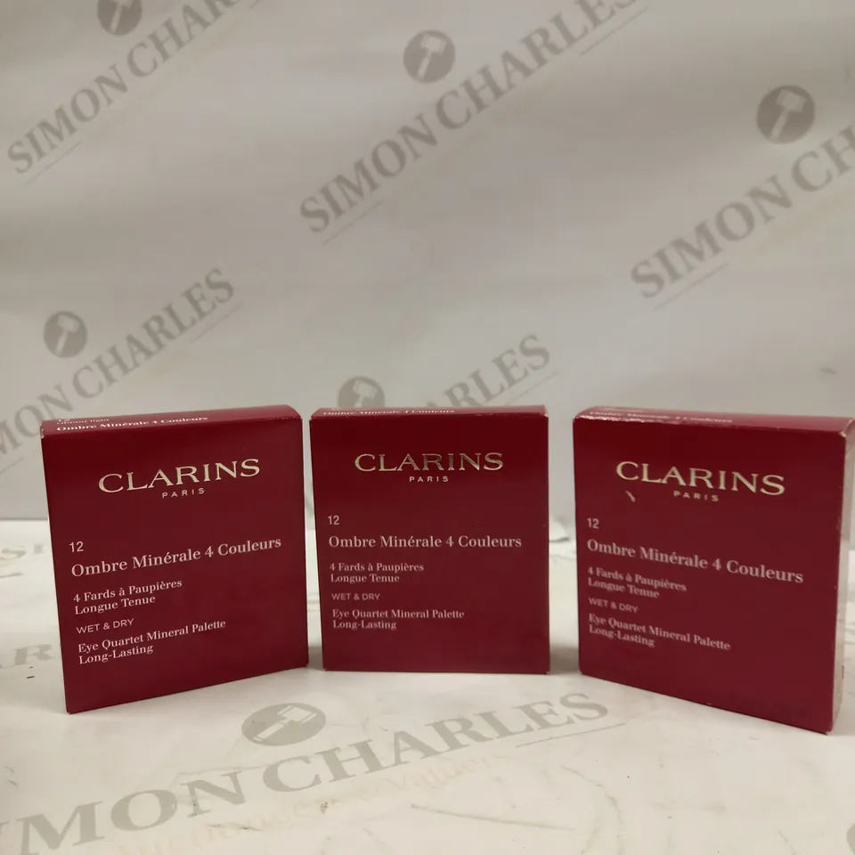 LOT OF APPROX 50 CLARINS PARIS OMBRE MINERALE 4 COULEURS EYESHADOW PALLETS IN ASSORTED SHADES 