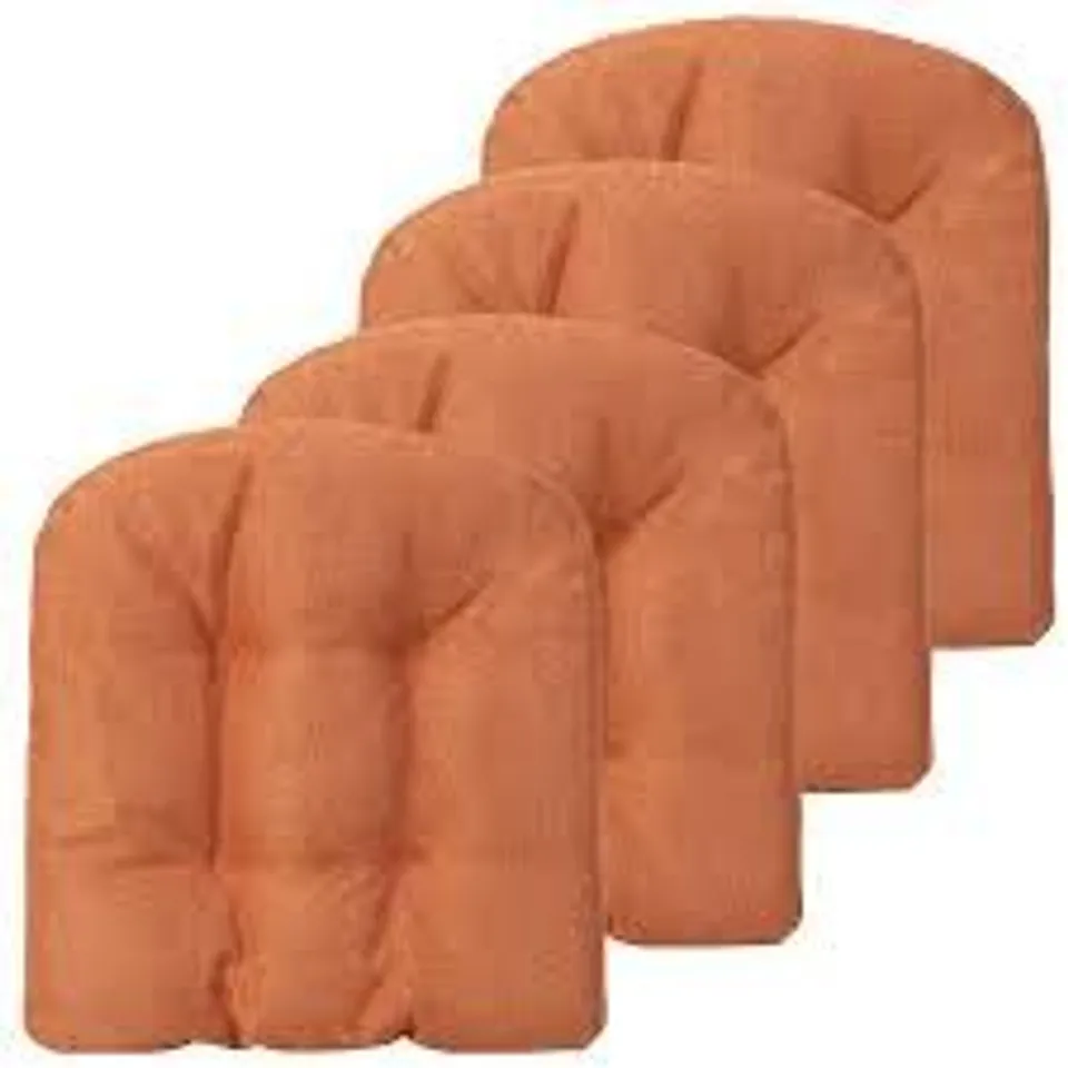 BOXED COSTWAY 4 PACK TUFTED CHAIR CUSHIONS SKID-PROOF OVERSTUFFED COMFORTABLE CUSHION SEAT PAD - ORANGE