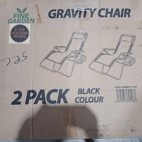 BOXED FINE GARDEN GRAVITY CHAIRS 2 PACK