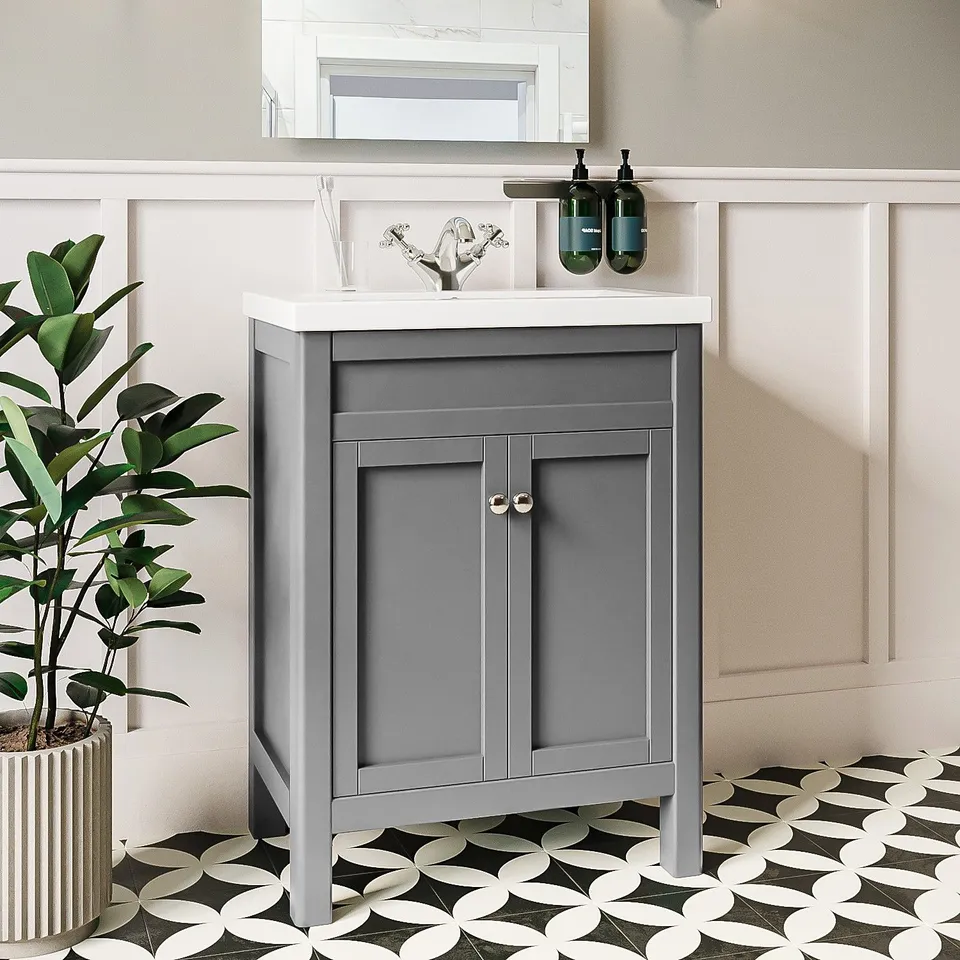 BOXED AVEBURY 600MM MATT GREY VANITY UNIT 