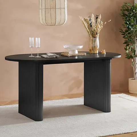 BOXED AXEL OVAL FLUTED DINING TABLE - BLACK (2 BOXES)