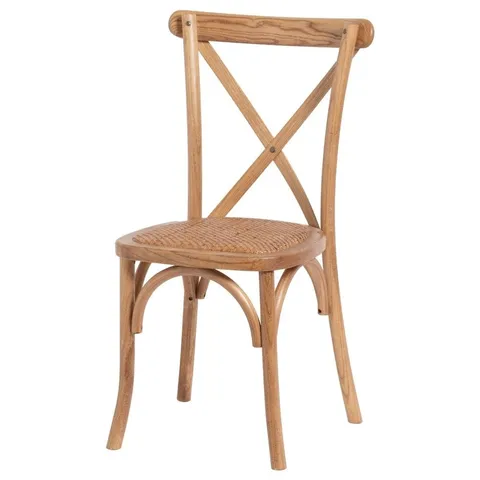 BOXED PAIR OF HOMES DIRECT 365 TEAK CROSS BACK DINING CHAIRS
