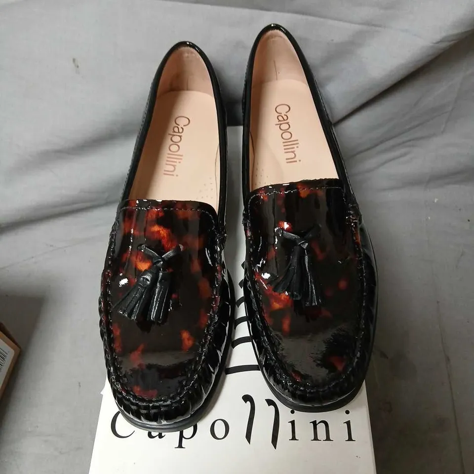CAPOLLINI KENDRA G597 BLACK/ANIMAL TASSELLED LOAFERS – WOMEN'S UK 7 (EU 40)