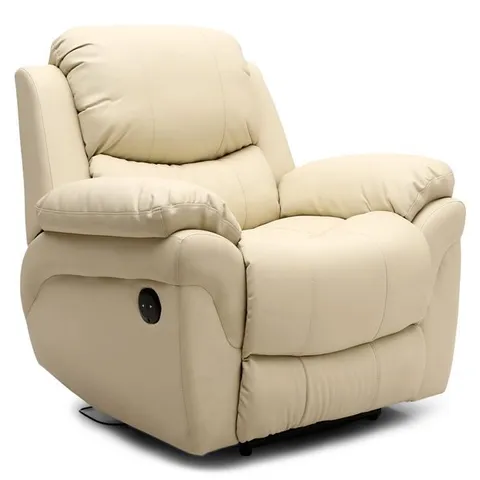 BOXED DESIGNER RICHMOND CREAM LEATHER POWER RECLINING EASY CHAIR (2 BOXES)
