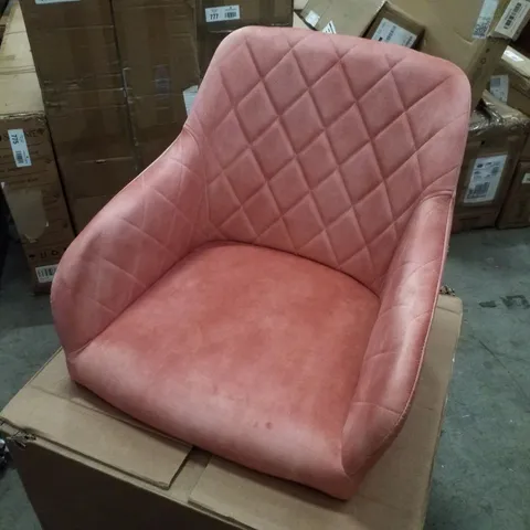 BOXED SET OF 2 CLIPOP CLARA PINK VELVET  DINING CHAIR (1 BOX)