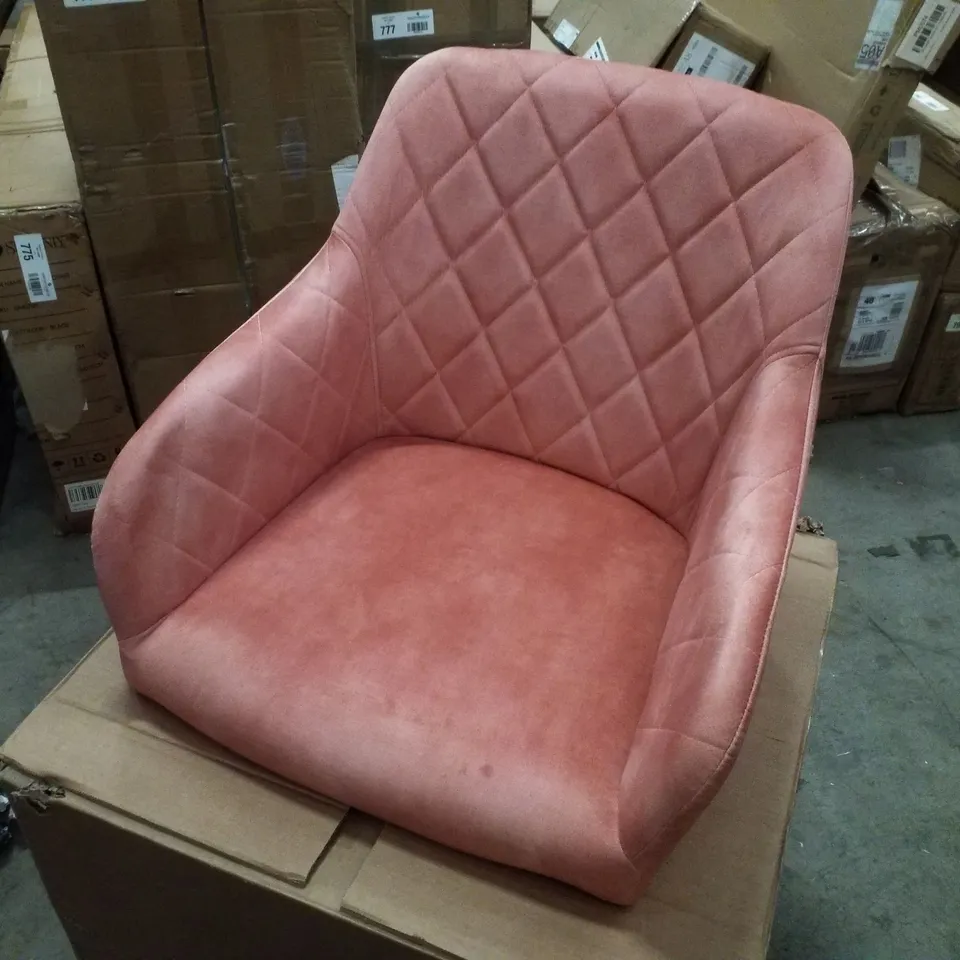 BOXED SET OF 2 CLIPOP CLARA PINK VELVET  DINING CHAIR (1 BOX)