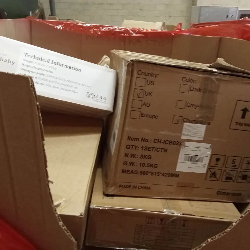 PALLET OF ASSORTED HOUSEHOLD GOODS AND PRODUCTS TO INCLUDE;CAT LITTER BOX,BABY BOUNCE CHAIR, INDUCTION COOKTOP