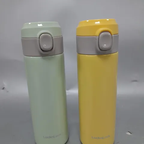 LOCK & LOCK SET OF 2 STAINLESS INSULATED DAILY POP PASTEL WATER BOTTLES