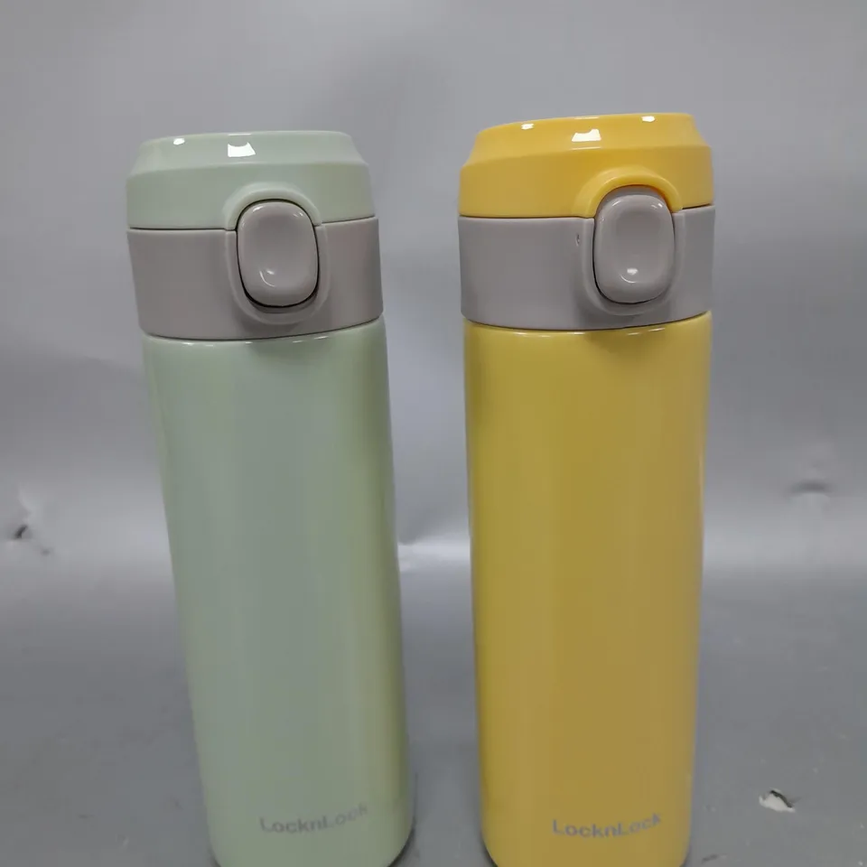 LOCK & LOCK SET OF 2 STAINLESS INSULATED DAILY POP PASTEL WATER BOTTLES