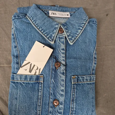 ZARA BUTTON UP DENIM DRESS IN BLUE SIZE XS