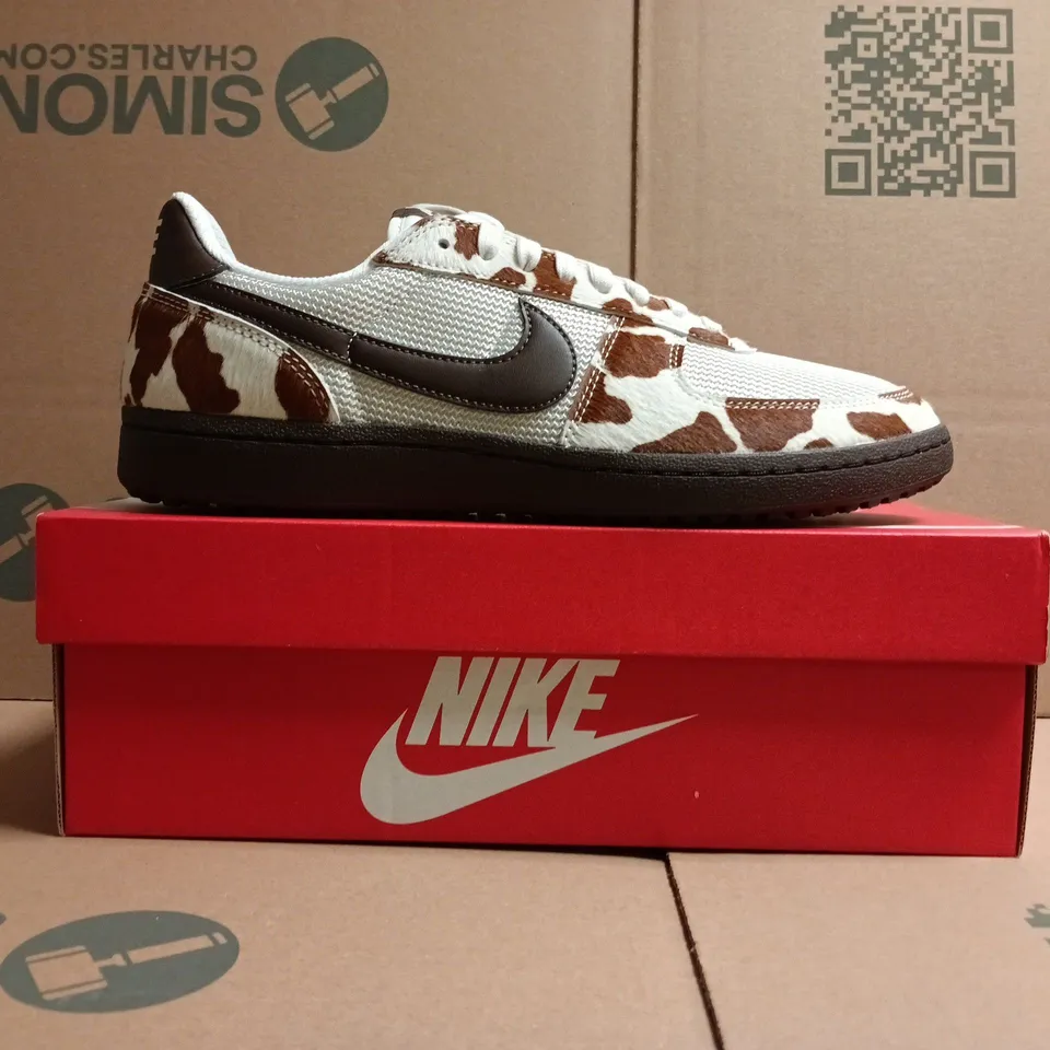 BOXED PAIR OF NIKE FIELD GENERAL TRAINERS IN PHANTOM/ANIMAL PRINT SIZE UK 10