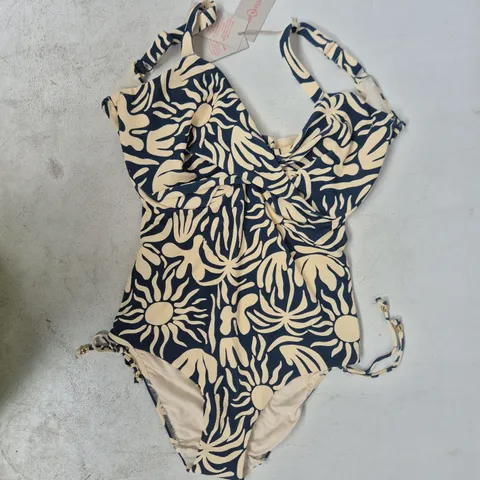 BRAVISSIMO RIO SWIMSUIT IN NAVY/CREAM SIZE UK 34HH
