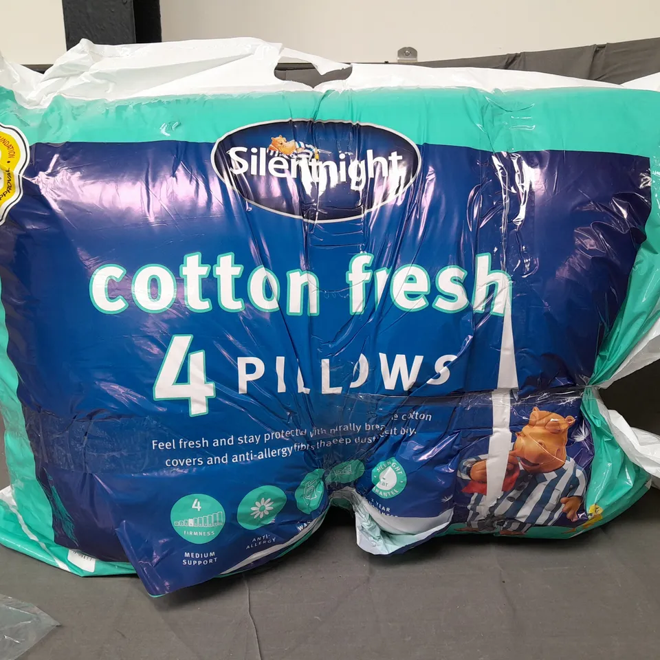 4 SILENTNIGHT COTTON FRESH PILLOWS