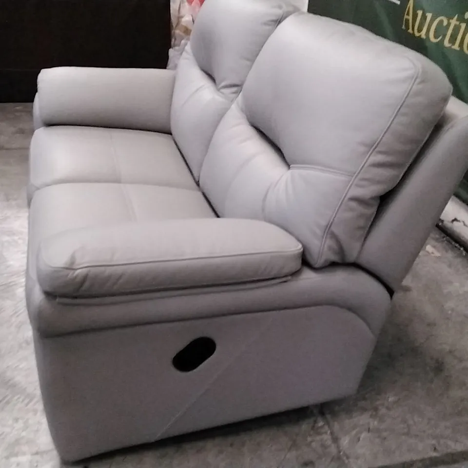 QUALITY BRITISH DESIGNER G PLAN MANUFACTURED SEATTLE 2 SEATER MANUAL RECLINER DBL SOFAC- CAMBRIDGE GREY LEATHER