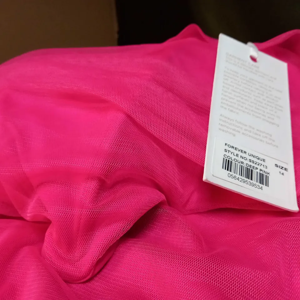 FOREVER UNIQUE DEEP PINK STATEMENT MINI DRESS - SIZE 14