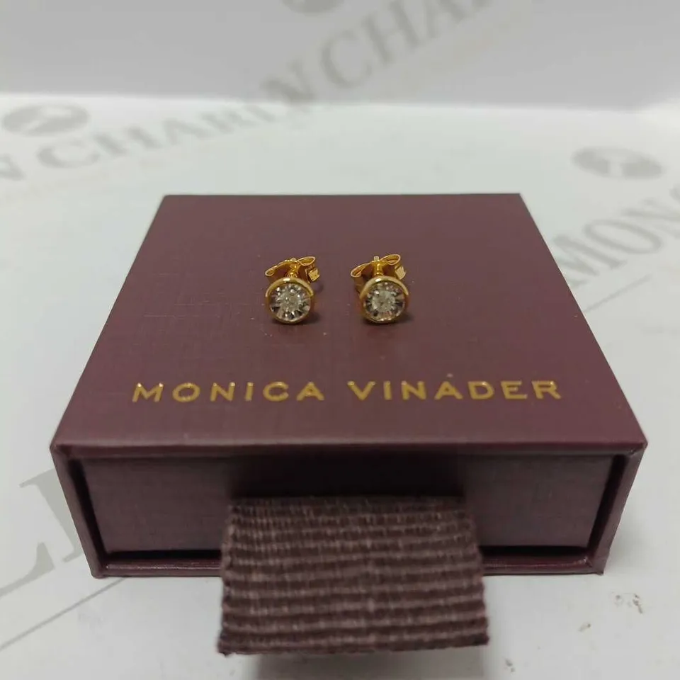 MONICA VINADER SILVER DIAMANTE STUD GOLD BACK EARRINGS 