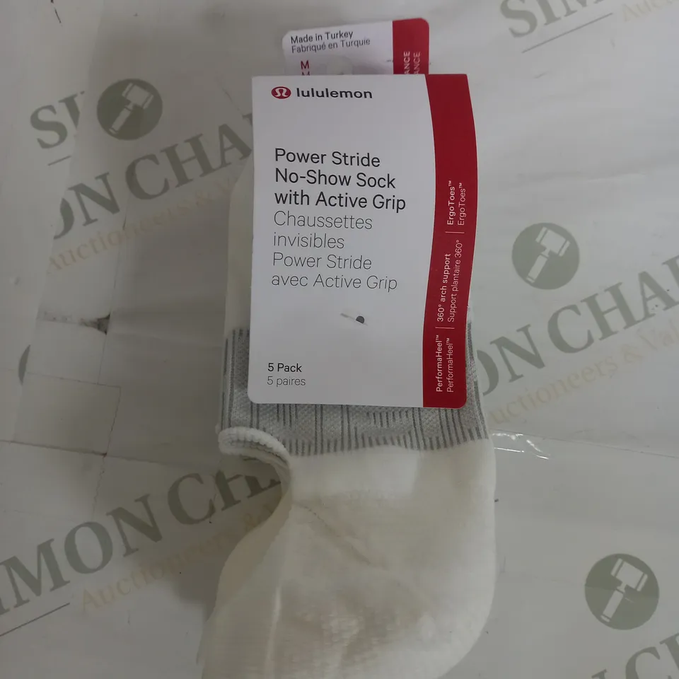 LULULEMON POWER STRIDE NO-SHOW SOCK WITH ACTIVE GRIP - M