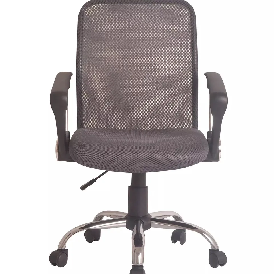 BOXED MESH OFFICE CHAIR WITH ARMS IN GREY