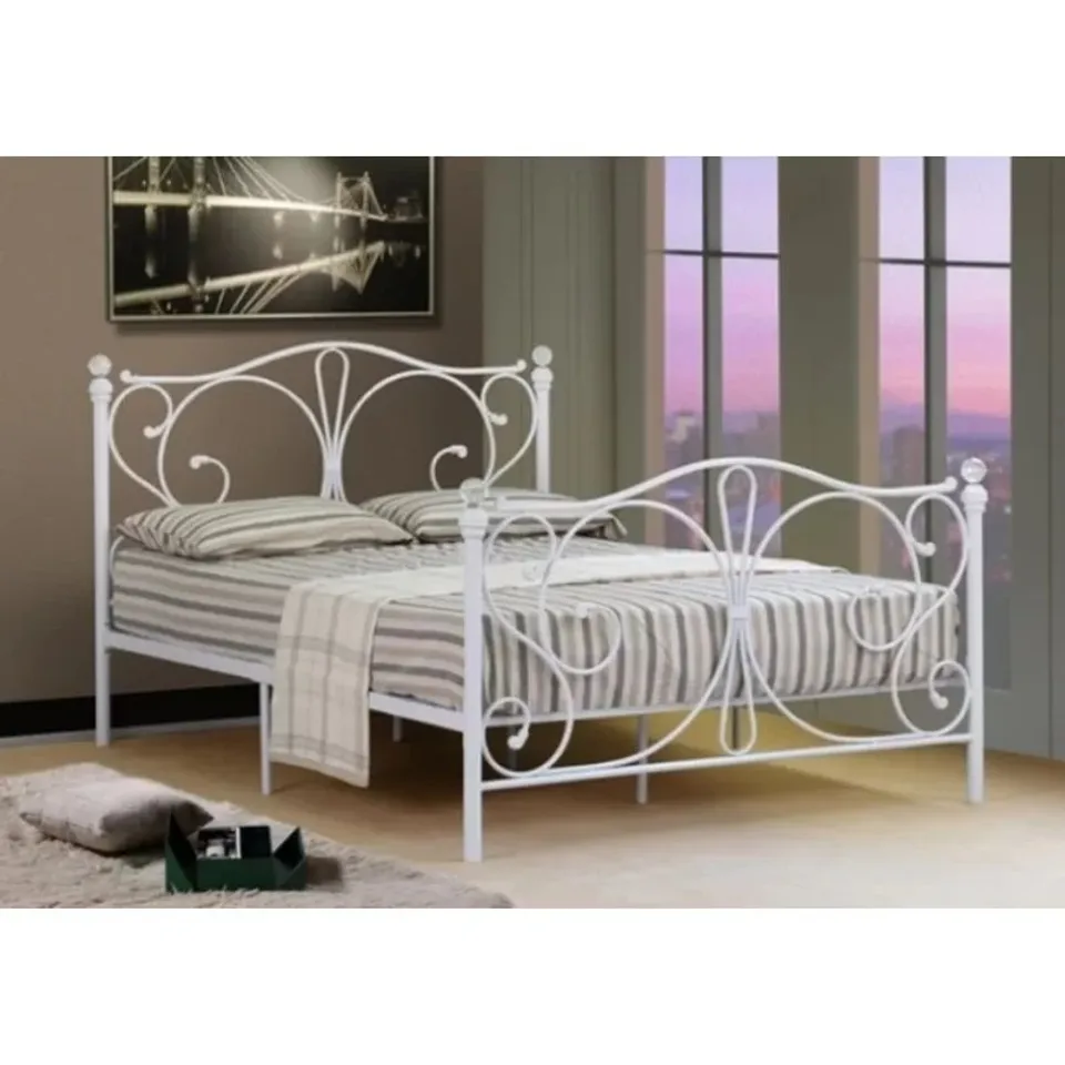 BOXED OROURKE BED FRAME - WHITE // SIZE: 4FT SMALL DOUBLE (1 BOX)