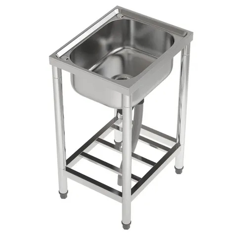 BOXED LEMING STAINLESS STEEL COMMERCIAL SINK WITH FAUCET AND SHELF (1 BOX)