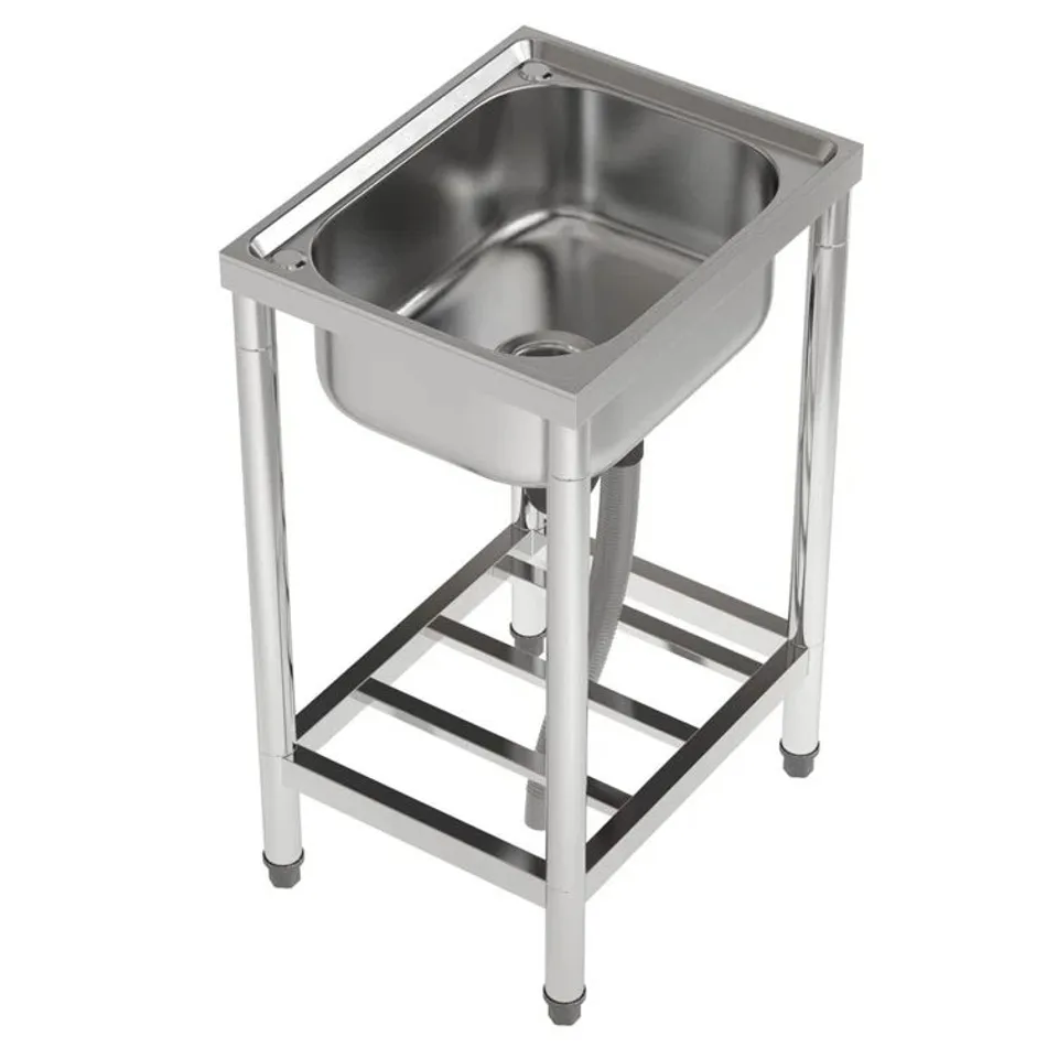 BOXED LEMING STAINLESS STEEL COMMERCIAL SINK WITH FAUCET AND SHELF (1 BOX)