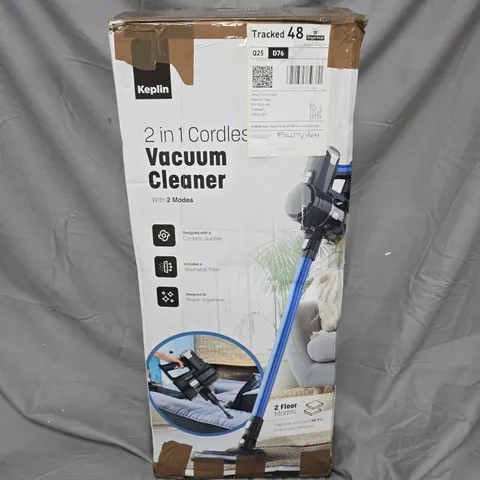 KEPLIN 2-IN-1 CORDLESS VACUUM CLEANER – BOXED WITH WAND & ATTACHMENTS