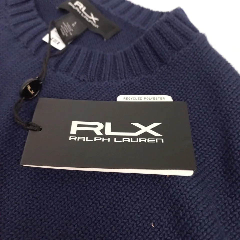 RALPH LAUREN RLX KNIT SWEATER – NAVY, BEAR GOLF GRAPHIC, MEN’S UK SIZE L