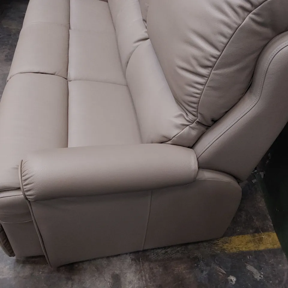 QUALITY BRITISH DESIGNER G PLAN NEWMARKET THREE SEATER SOFA CAMBRIDGE TAUPE LEATHER 