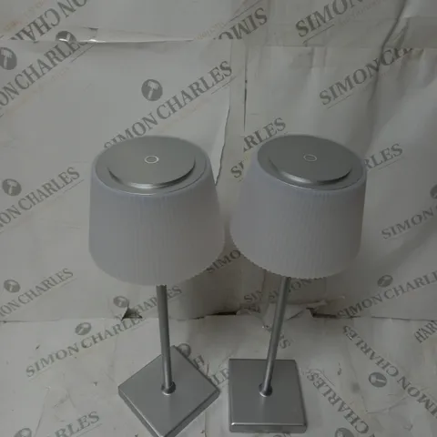 BOXED SFIXX SET OF 2 INDOOR OUTDOOR TOUCH TABLE LIGHTS IN SILVER