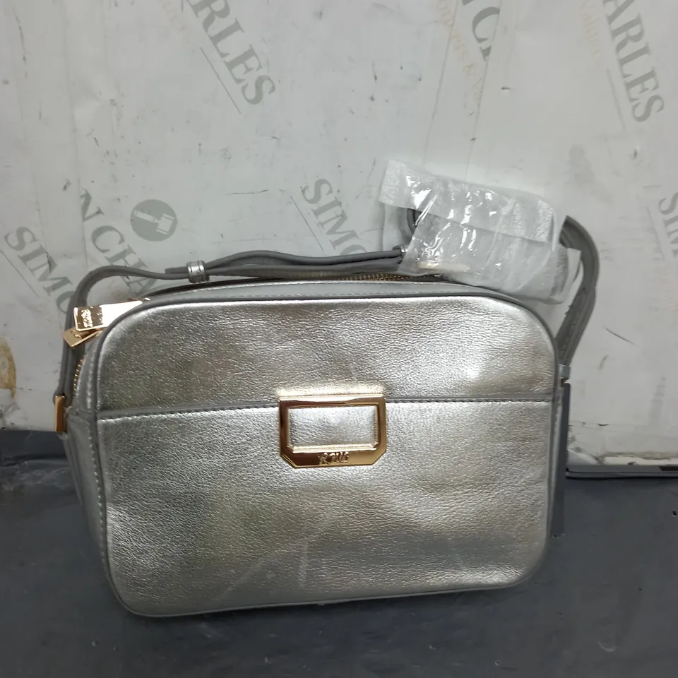 RUTH LANGSFORD SILVER FAUX LEATHER BAG