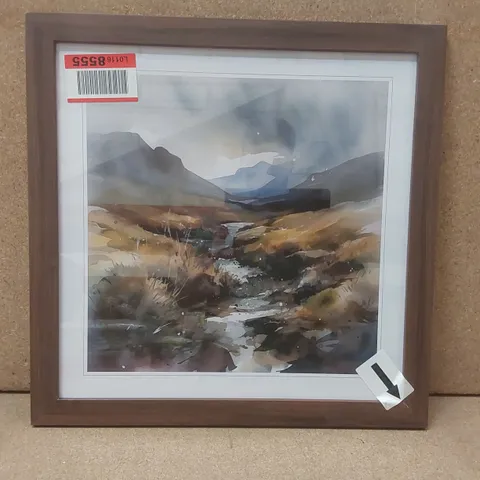 FRAMED ABSTRACT VALLEY PAINTING 