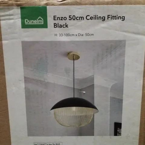 BOXED DUNELM ENZO 50CM CEILING FITTING - BLACK