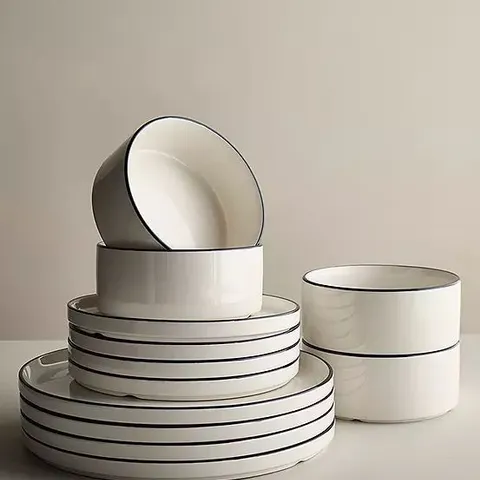 365 BY FREEMANS STACKING NAVY EDGE 12 PIECE DINNER SET BOXED
