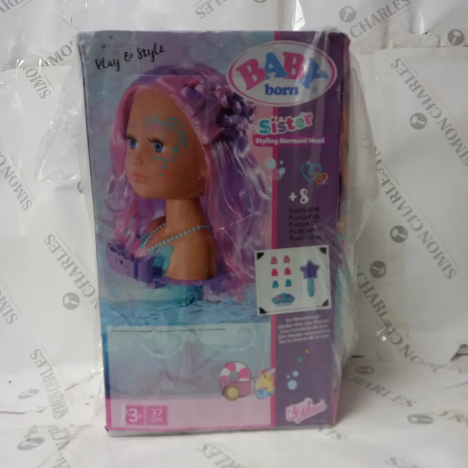 BOXED BABY BORN SISTER STYLING MERMAID HEAD RRP £39.99