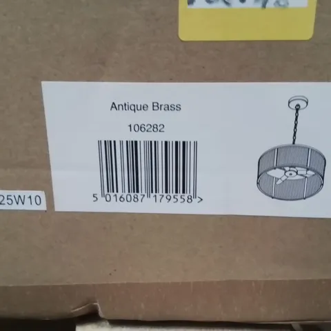 BOXED CEILING LIGHT PENDENT ANTIQUE BRASS