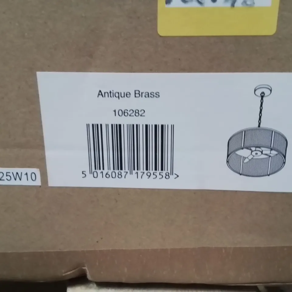 BOXED CEILING LIGHT PENDENT ANTIQUE BRASS 