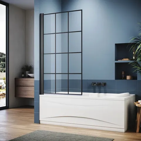 BOXED 80MM W X 140MM H HINGED FRAMED TUB DOOR WITH CLEAR GLASS (1 BOX)